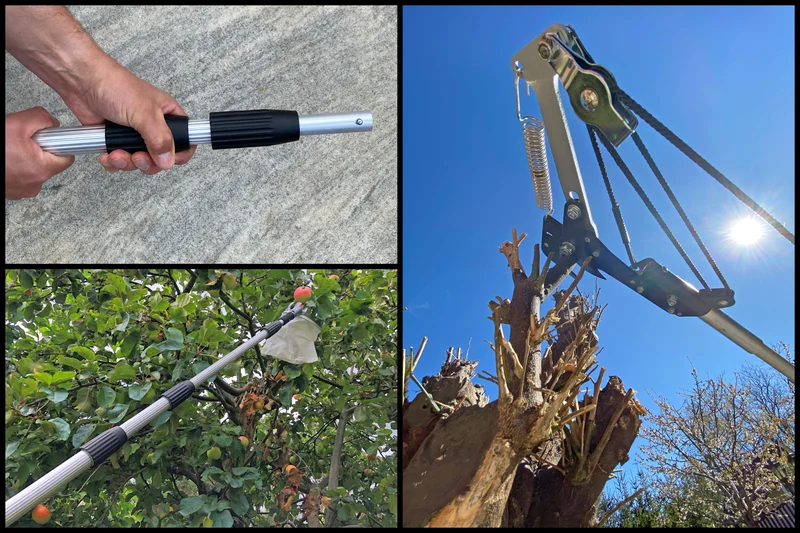 8m Teleskop Baumpflege Set mit Teleskopstange Astschere Astsäge Obstpflücker und Baumhaken