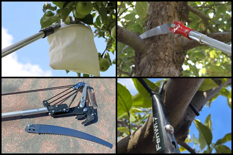 8m Teleskop Baumpflege Set mit Teleskopstange Astschere Astsäge Obstpflücker und Baumhaken