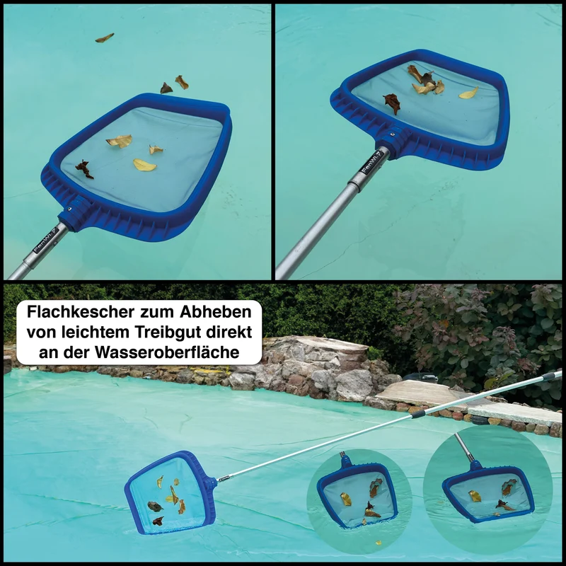 6m Teleskop Pool-/Teich-Set mit 2x Kescher und 2x Bürste