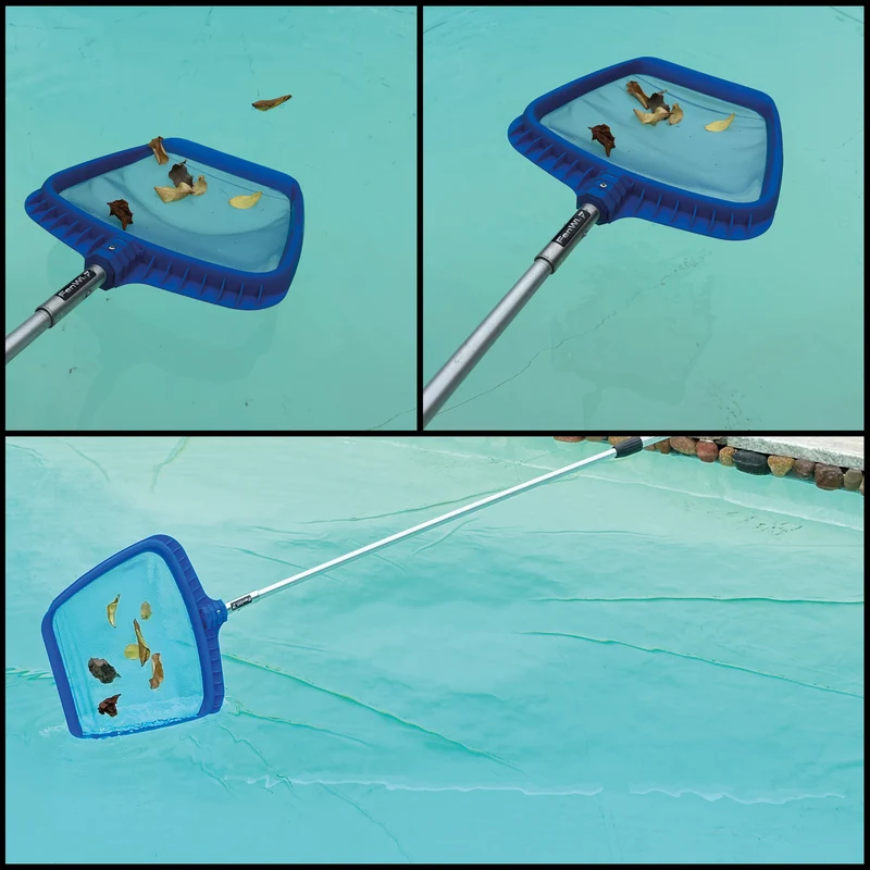 8m Teleskop Pool-/Teich-Set mit Teleskopstange 2x Kescher und 2x Bürste