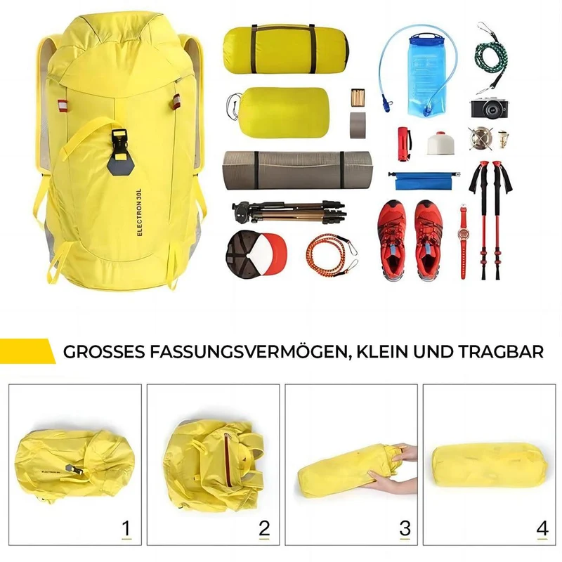 Generico Fahrradrucksack Gelb, Leichter Wanderrucksack