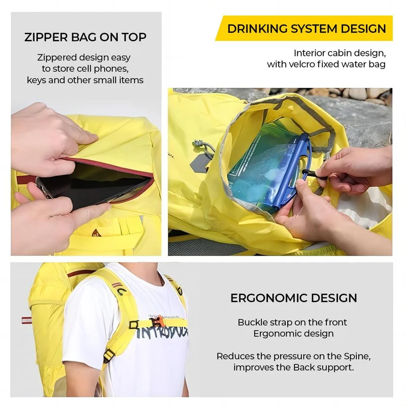 Generico Fahrradrucksack Gelb, Leichter Wanderrucksack