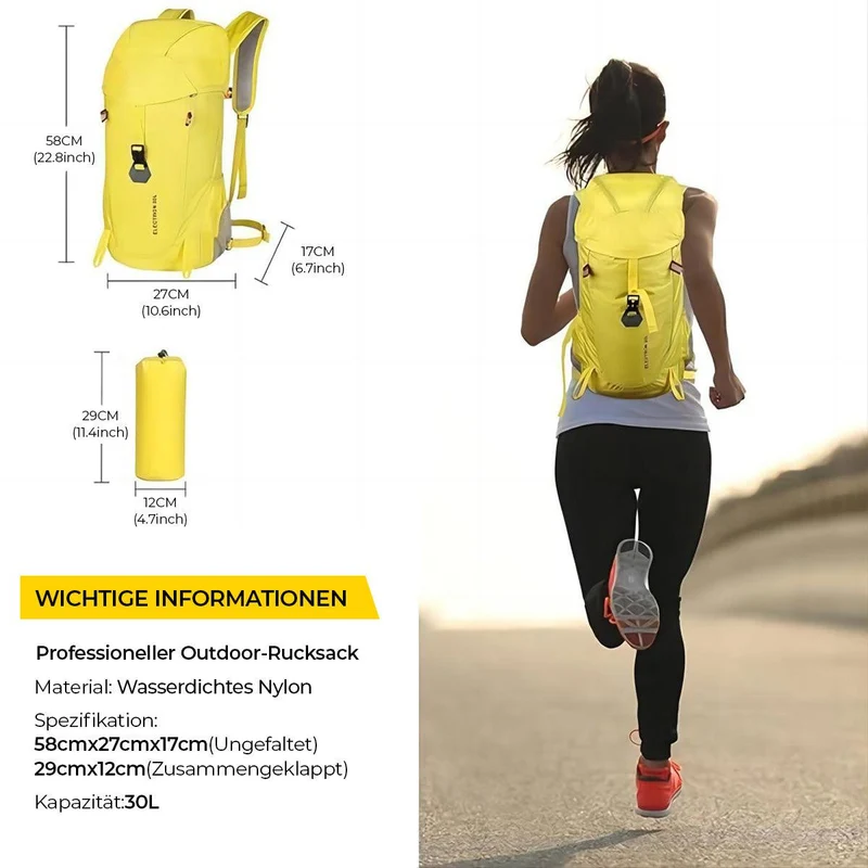 Generico Fahrradrucksack Gelb, Leichter Wanderrucksack