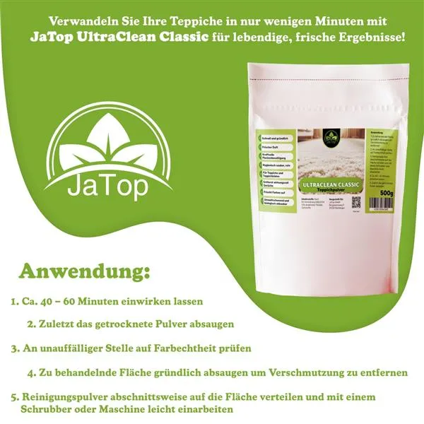 UltraClean Classic Teppichreinigungspulver, Teppichpulver, 500 gr