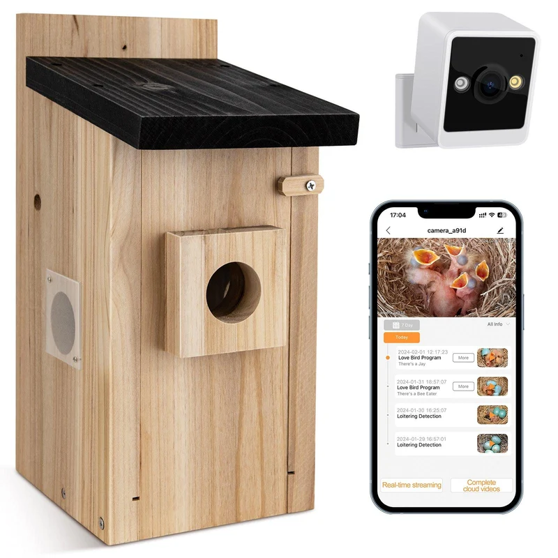 RAINBEAN Nistkasten mit Kamera NW-E1 – 4 MP, Echtzeit-Vogelbeobachtung, KI-Erkennung, DIY