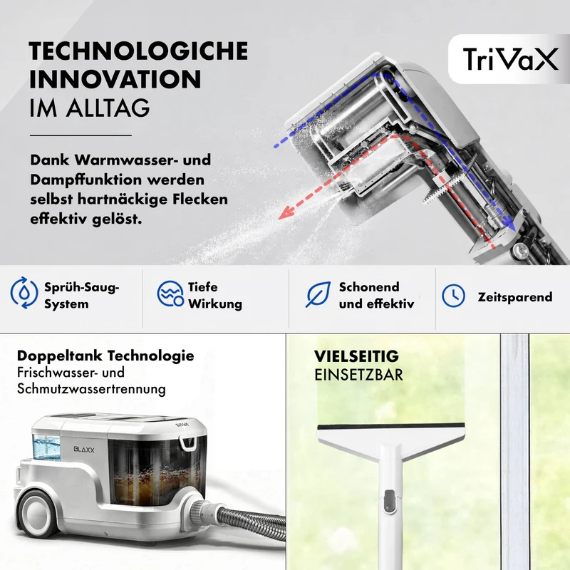 TriVaX - 3in1 Polster Pro Waschsauger mit Kalt-/Warmwasser und Dampffunktion **Coming soon / Okt 2026***