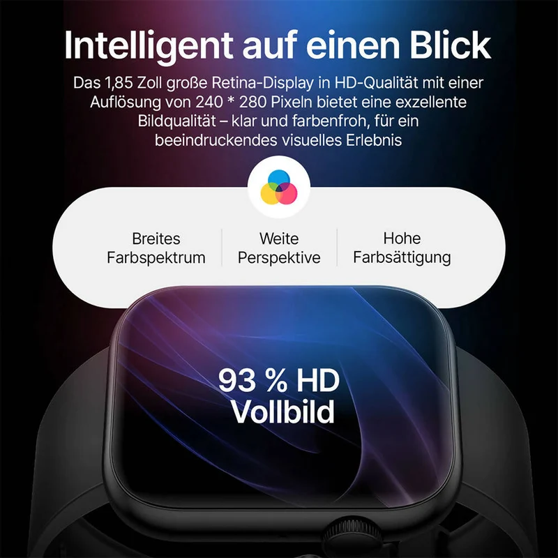 Top Performance Smartwatch mit Gesundheitstracking / IP67 Wasserdichtigkeit / 7 Tage Akkulaufzeit / 100 Sportmodi