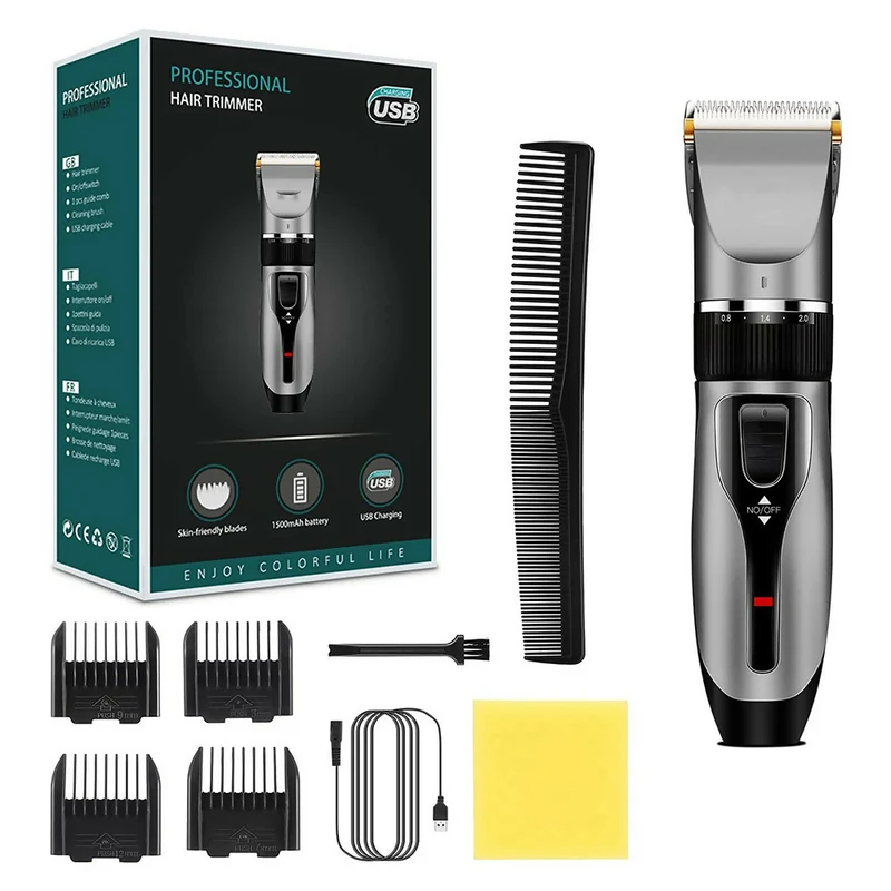 Tondeuse voor mannen / elektrisch oplaadbare baardtrimmer / ook geschikt voor honden / met geleidingskammen / 5 standen / eenvoudig te reinigen