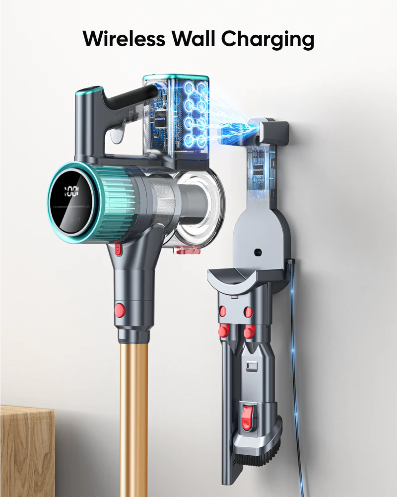 Cordless Vacuum Cleaner 600W/50Kpa/60Mins, Stick Vacuum Cleaner Cordless Powerful for Home with Touch Screen Self-standing Wall Charging Vacuum Cleaners for Carpet/Car/Pet Hair