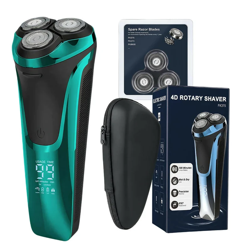 Elektrischer Herrenrasierer / Mit 3er Ersatzköpfen / Nass- und Trockenrasierer / Elektrorasierer mit Pop-up Trimmer / 99 Min. Laufzeit / Bartschneider / LED Anzeige / Reiseetui