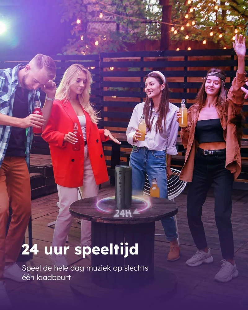 Bluetooth-luidspreker / Krachtig stereogeluid / IPX7 waterdicht / Handsfree-functie / Optioneel LED-lampje / 20 uur batterijduur