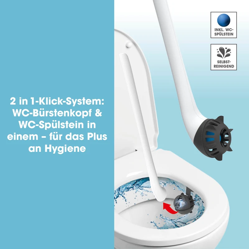 WC-Bürste - 2 in 1-Klick-System - weiß/schwarz