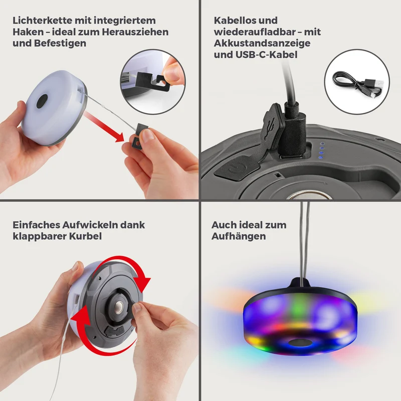 2in1-Outdoor-Beleuchtung - Lampe & Lichterkette in einem