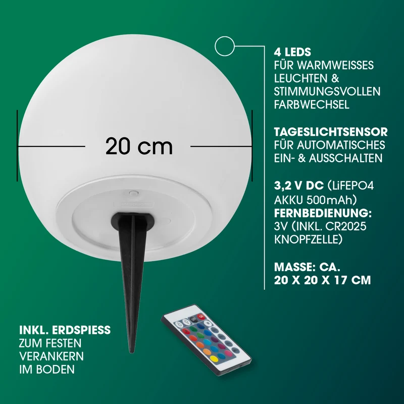 Solarleuchte Kugel - 20 cm
