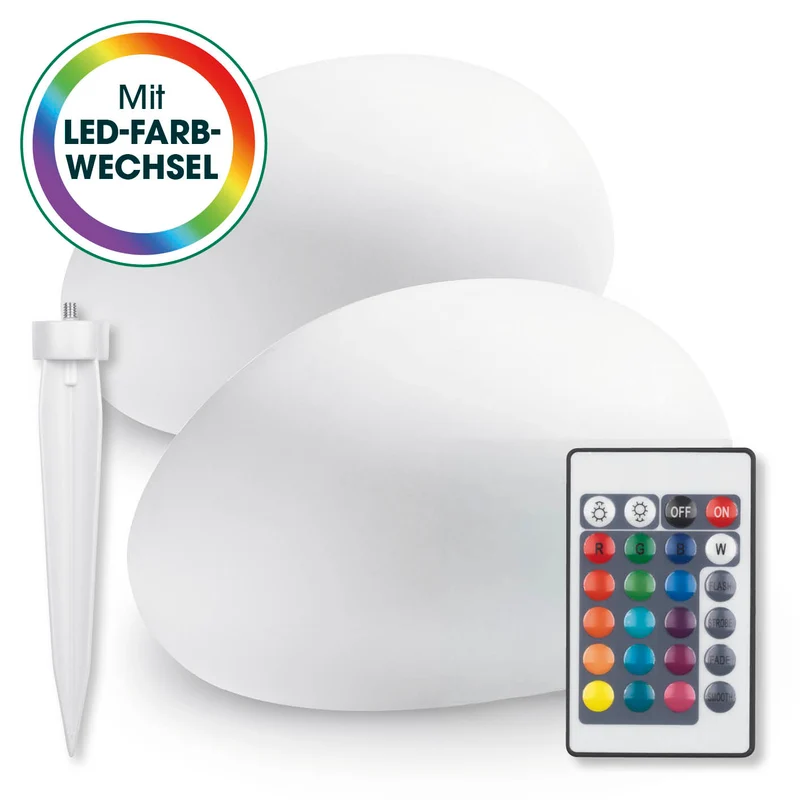Solar-Leuchte Stein mit Farbwechsel - 2er-Set
