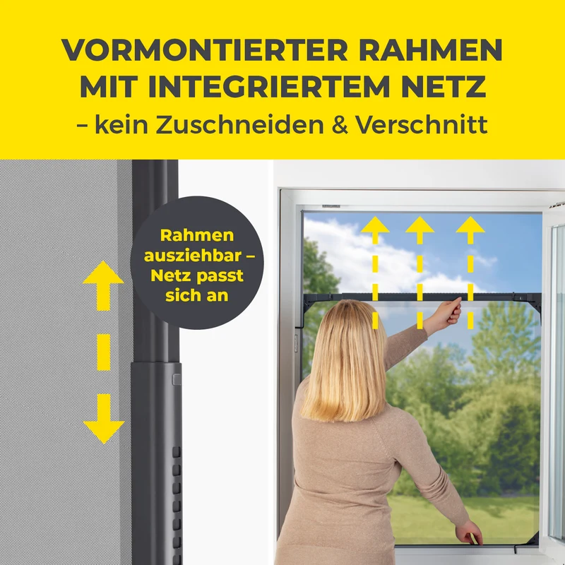 Teleskop-Insektenschutzgitter mit integriertem Netz - 2er-Set - anthrazit