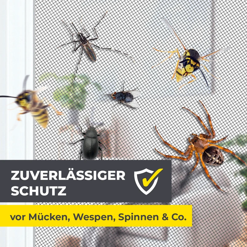 Moskitonetz für Fenster mit selbstklebendem Klettband - 2er-Set - 110 x 130 cm - Schwarz