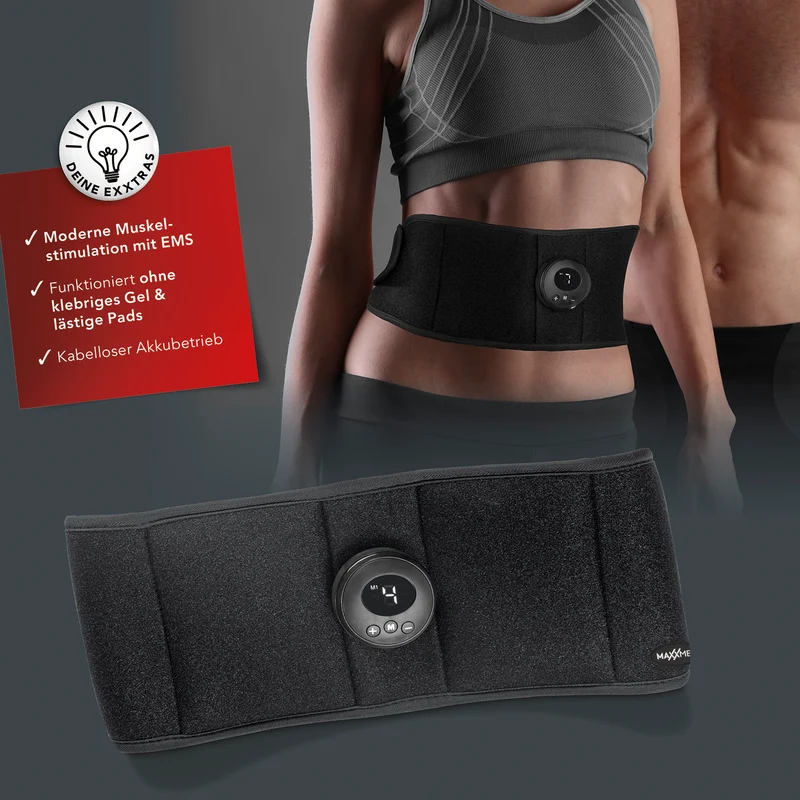 Bauchmuskelgürtel EMS - 6 Programmen - 9 Intensitätsstufen - unisize - schwarz