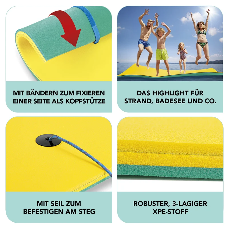 Wassermatte XXL - 270 x 180cm - Belastbar bis 300 kg - gelb/türkis