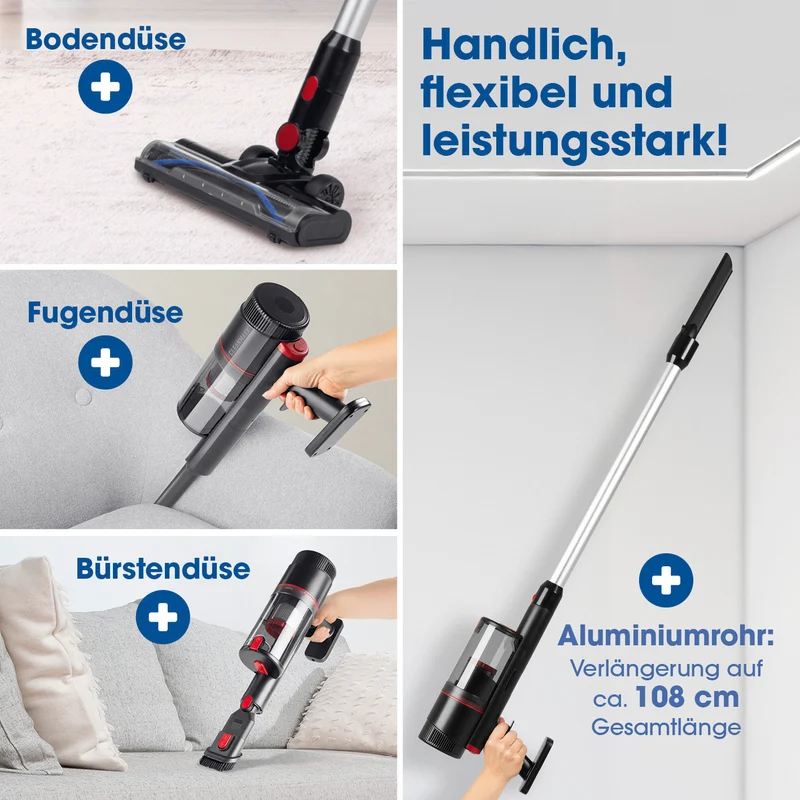 Akku-Zyklon-Staubsauger 22,2V - schwarz/rot