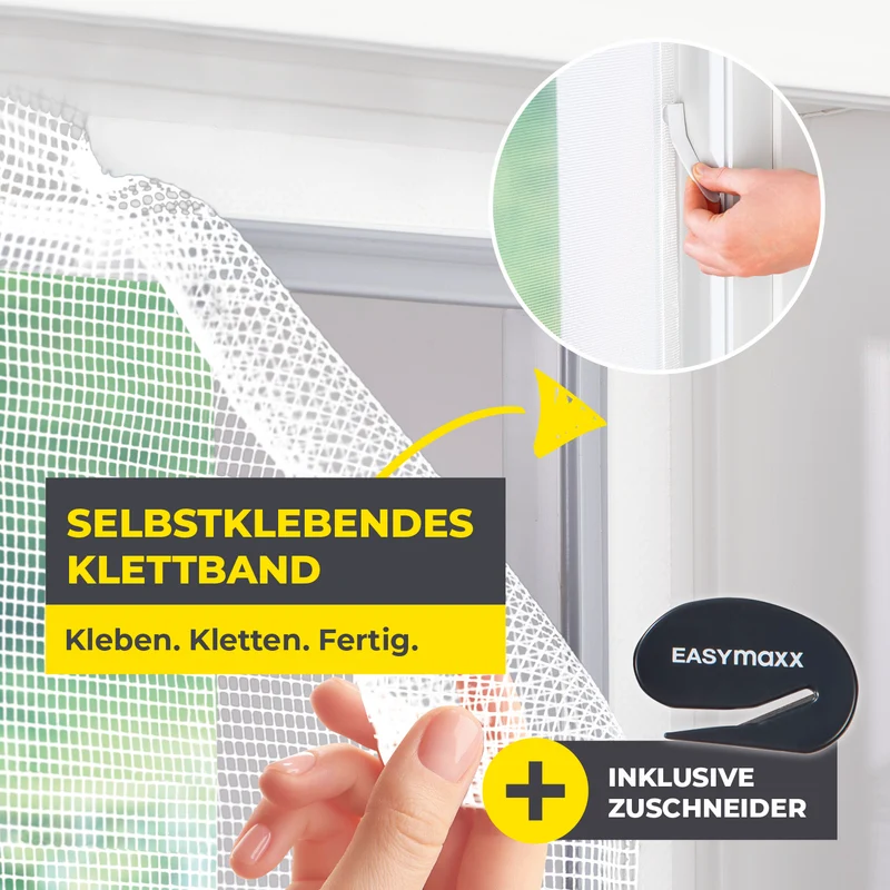 Moskitonetz für Fenster mit selbstklebendem Klettband - 2er-Set - 130 x 150 cm - Weiß