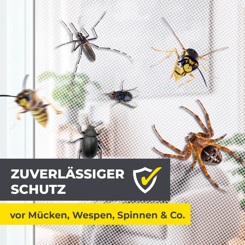 Moskitonetz für Fenster mit selbstklebendem Klettband - 2er-Set - 150 x 180 cm - Weiß