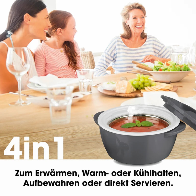Thermo-Schüssel Mikrowelle - 450 ml - grau/weiß