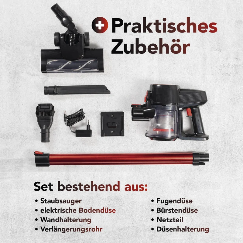 Akku-Zyklon-Staubsauger mit elektr. Bodendüse