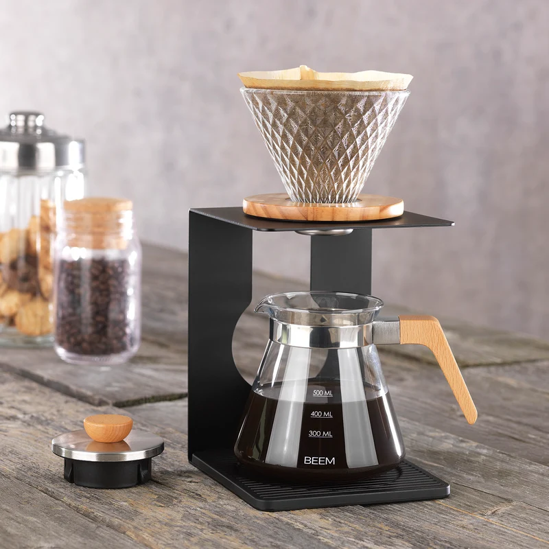 Kaffeebereiter Set Pour Over - 4-tlg. - 600 ml - schwarz/Edelstahl