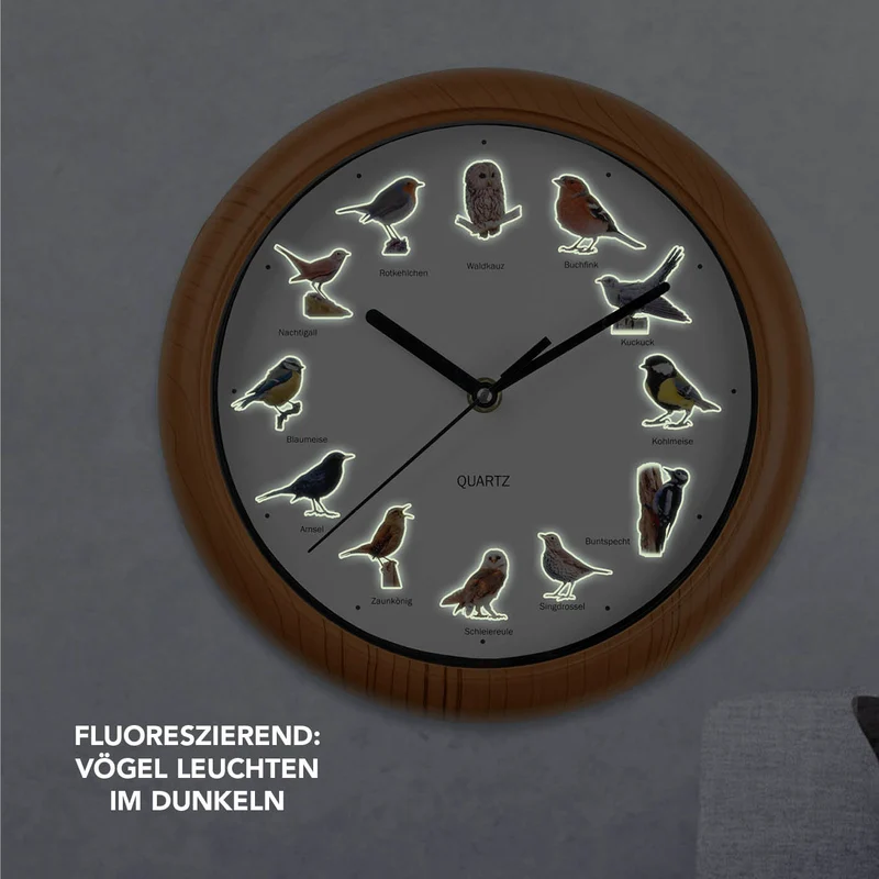 Wanduhr mit Vogelstimmen - 25cm