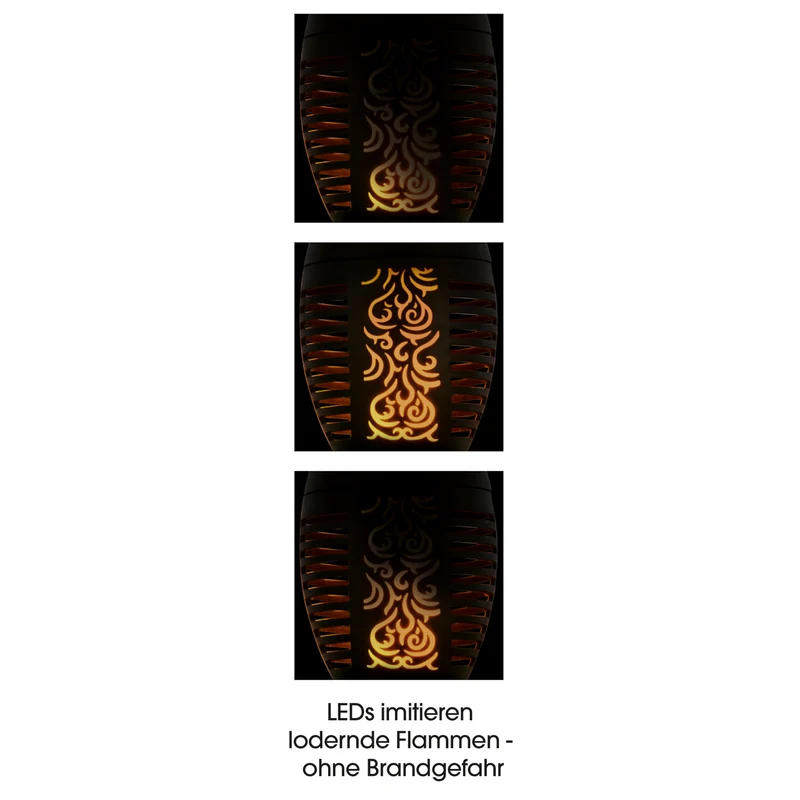Solar-Fackel mit LED-Flammeneffekt - schwarz