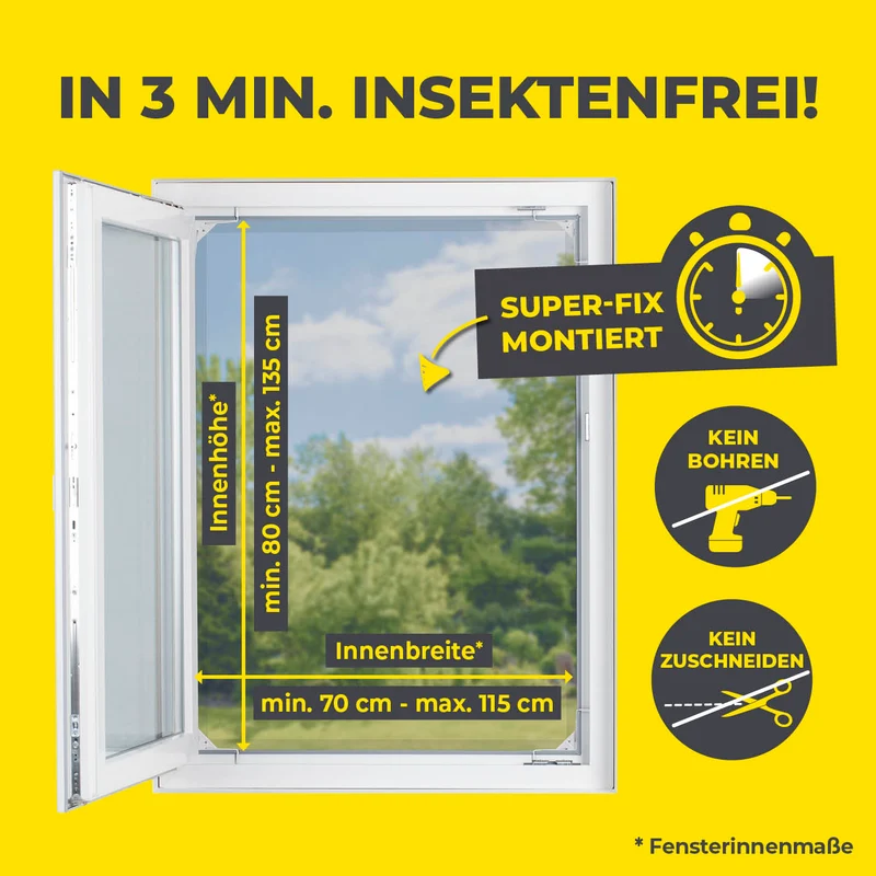 Teleskop-Insektenschutzgitter mit integriertem Netz - weiß