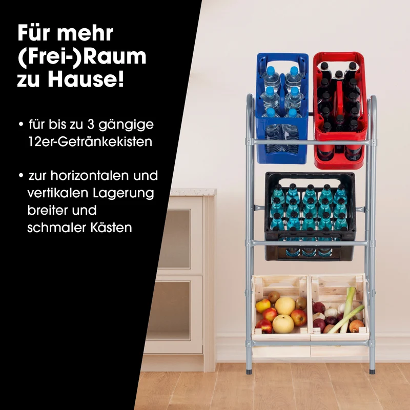 Getränkekistenregal aus Metall für 3 Kästen 2er-Set