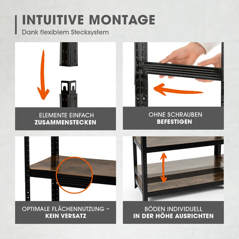 2 in 1 Schwerlastregal & Werkbank - 2er-Set - 180 x 90 x 40 cm - Holzoptik