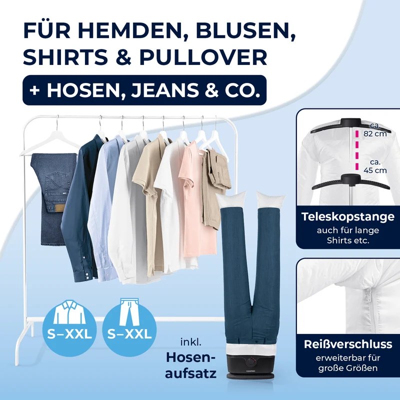 Hemdenbügler PRO mit Hosenaufsatz - Schwarz