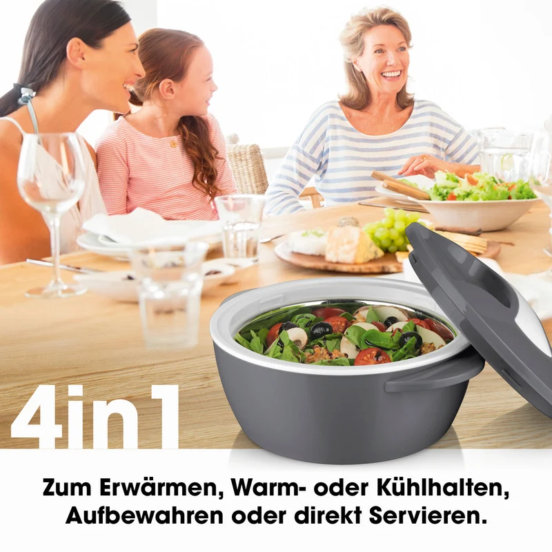 Thermo-Schüssel Mikrowelle - 3er-Set (450 ml + 850 ml + 1400 ml) - grau/weiß