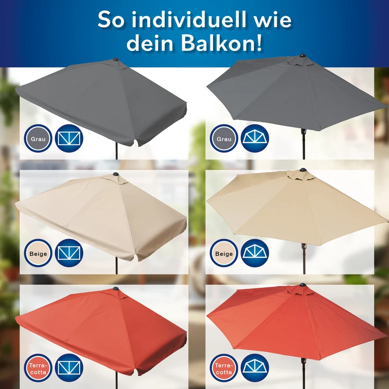 EASYmaxx Sonnenschirm - rechteckig, grau