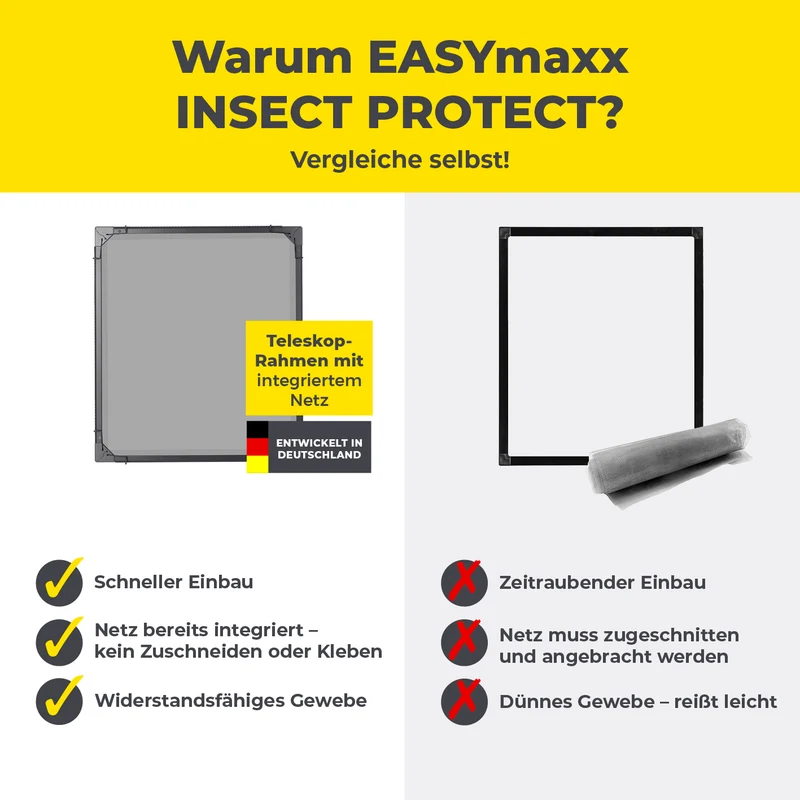 Teleskop-Insektenschutzgitter mit integriertem Netz - 4er-Set - anthrazit