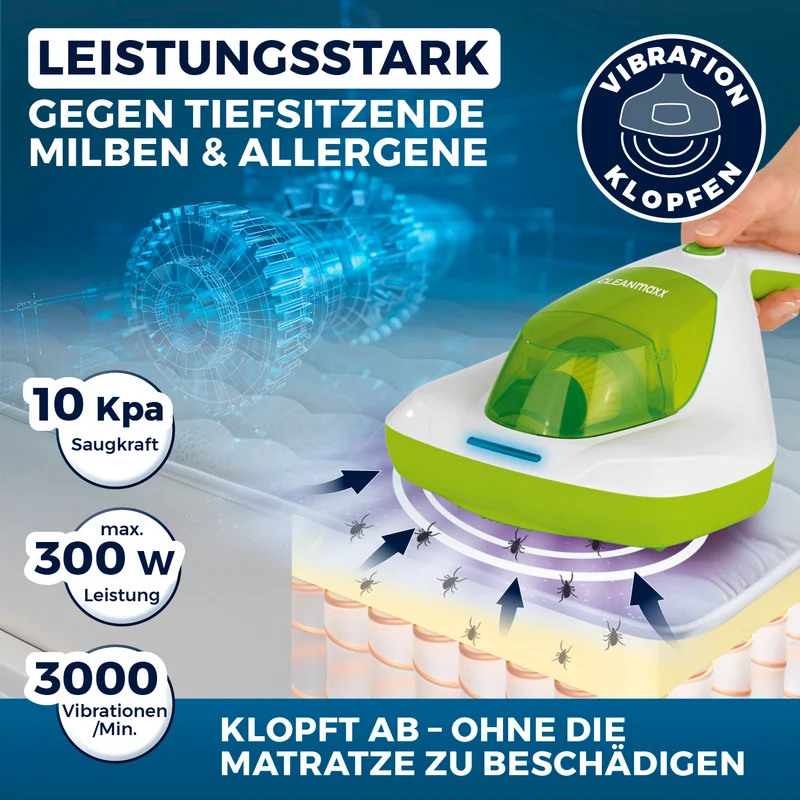 Milbensauger Vibration - weiß/limegreen