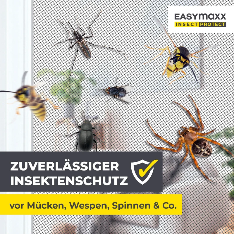 Insektenschutzvorhang mit eingenähten XXL-Magnetbändern - 100 x 210 cm - Schwarz
