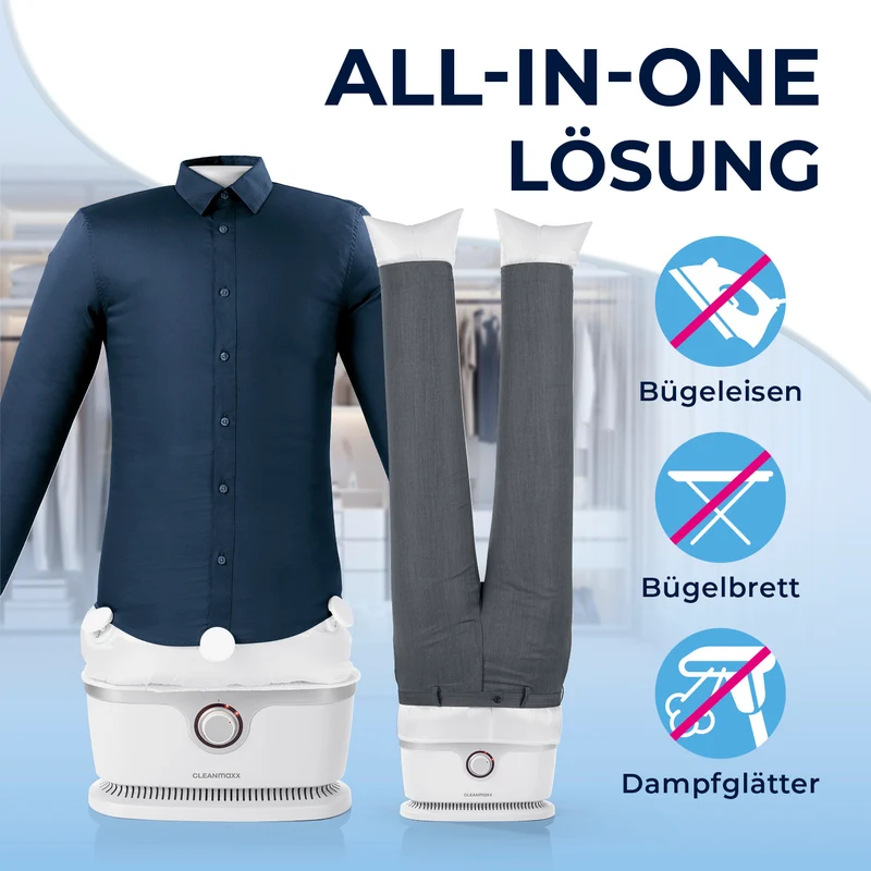 Hemdenbügler PRO mit Hosenaufsatz - Weiß/Silber