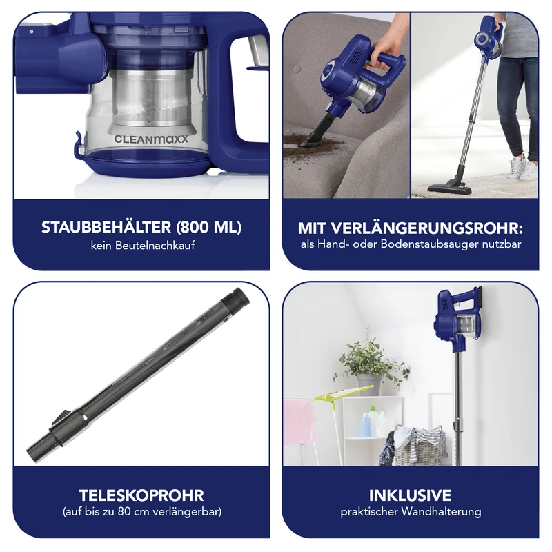 Akku-Zyklon-Staubsauger - blau/silber