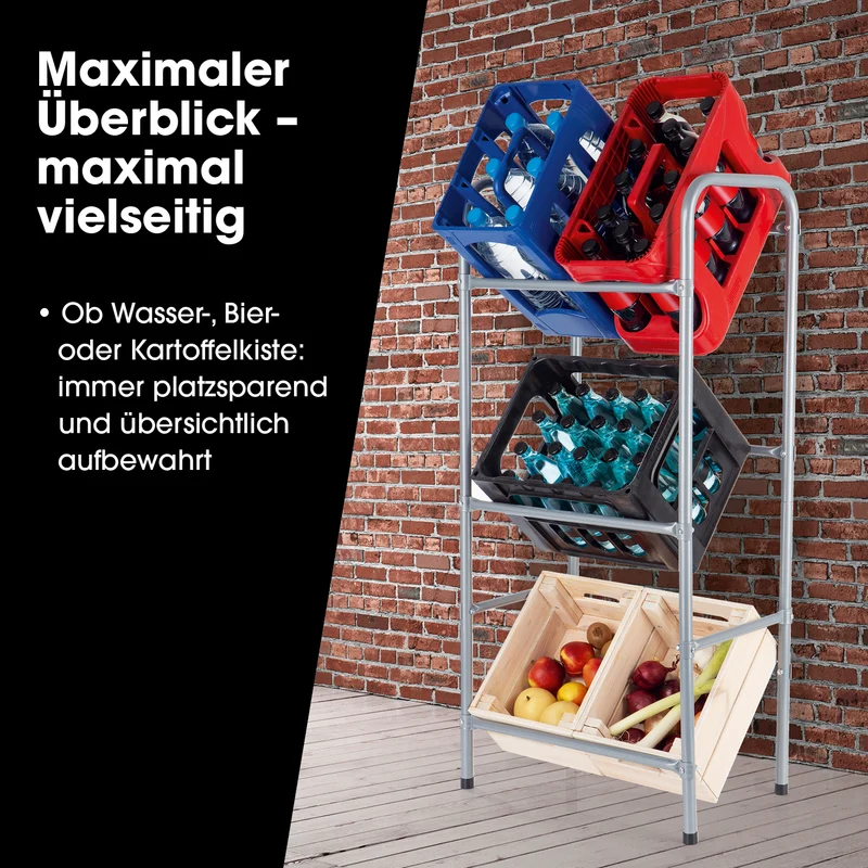 Metall Getränkekisten-Regal für 3 Kisten - 127x50x34 cm