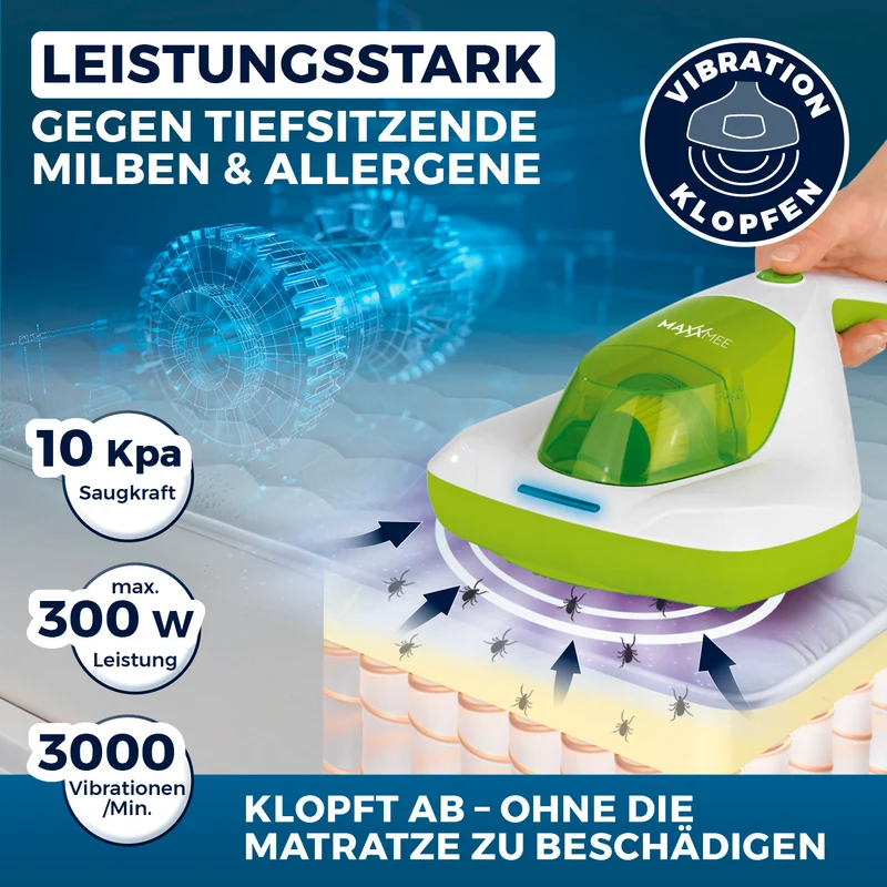 Milbensauger Vibration - EPA-11-Filter - weiß/limegreen