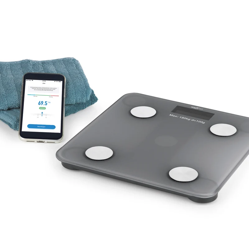 Personen-Waage Körperanalyse mit Bluetooth & App - grau