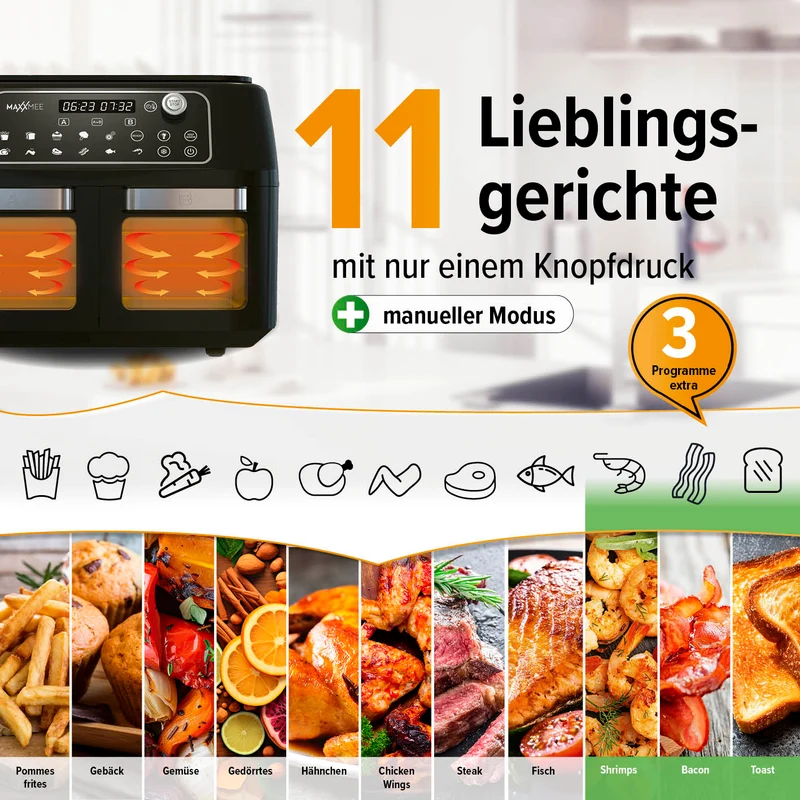 Doppelkammer-Heißluftfritteuse
