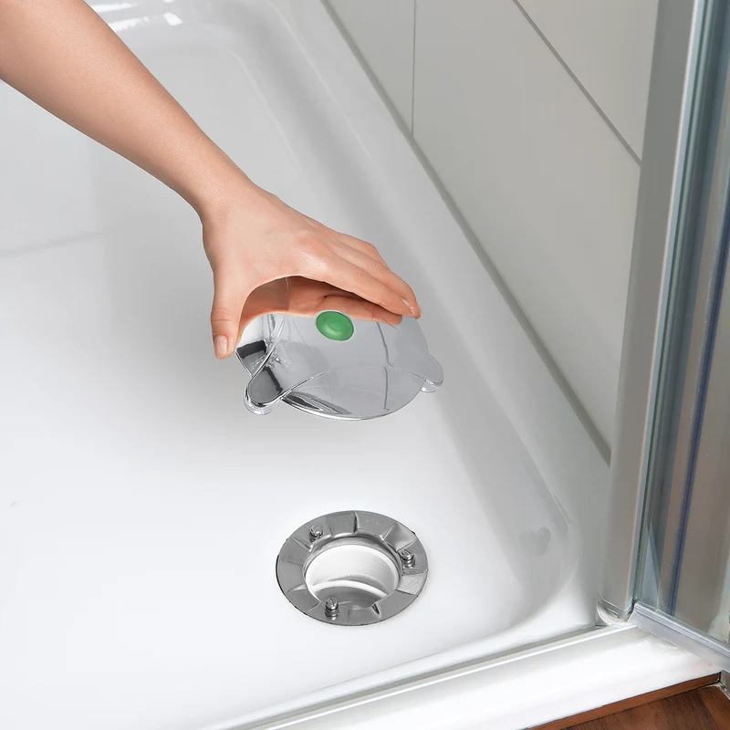 Abfluss-Fee Dusche - 1x Verschlussstopfen, 2x Duftstein Zitrone/Apfel & 2x Haarfänger