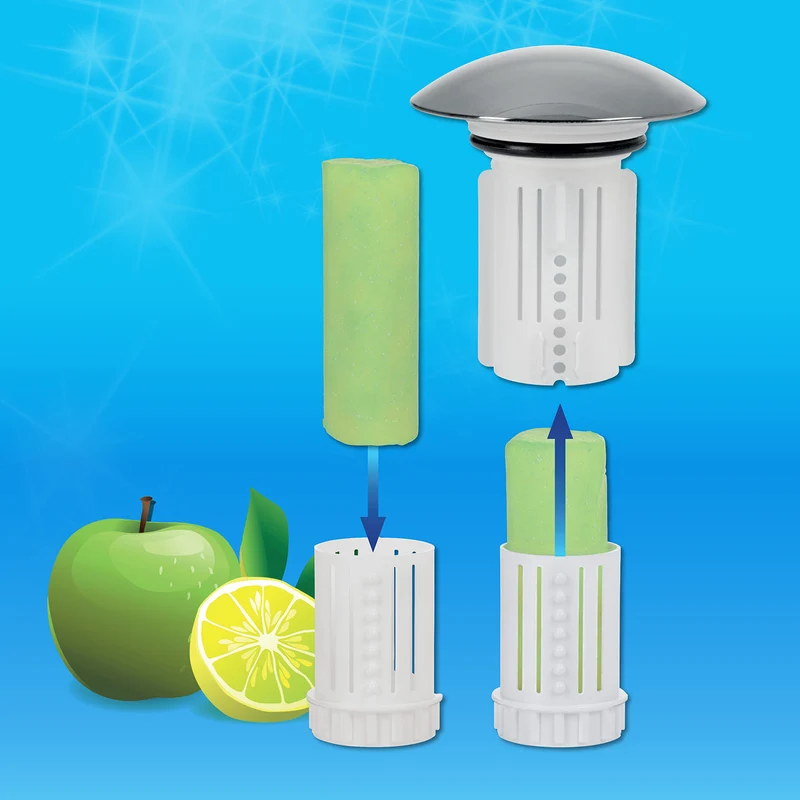 Abfluss-Fee Waschbecken Verschlussstopfen & Duftstein Zitrone/Apfel