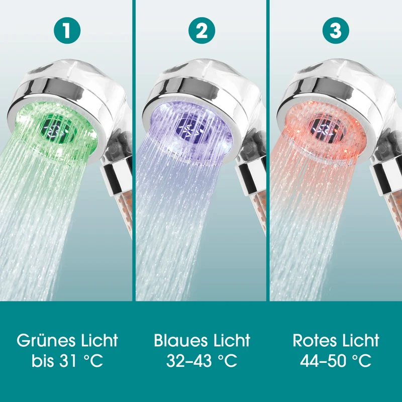 Duschkopf LED-Farbwechsel 6cm mit Mineralkugeln