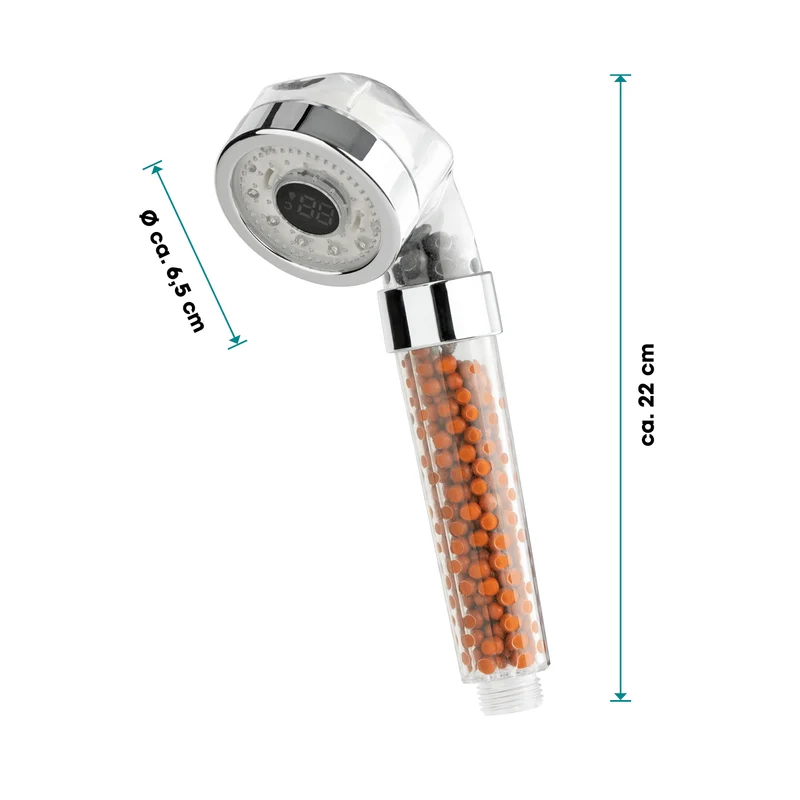 Duschkopf LED-Farbwechsel 6cm mit Mineralkugeln